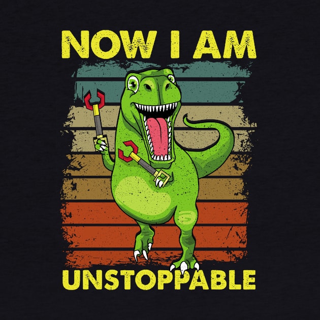 Now I Am Unstoppable TRex Funny Dinosaur Arms Pun by theperfectpresents